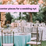 Centerpieces at wedding receptions NYT Crossword clue