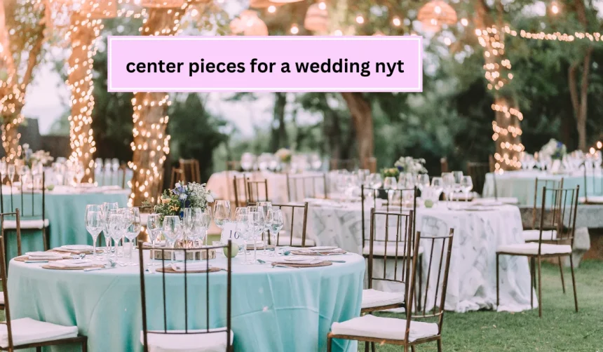 Centerpieces at wedding receptions NYT Crossword clue